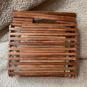 Zara Brown Wooden Clutch